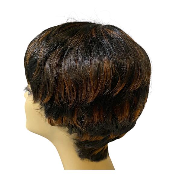 Off Black Copper Synthetic Boy Cut Pixie Everyday Wig FS1B/30 NWT - A959 - Picture 9 of 13
